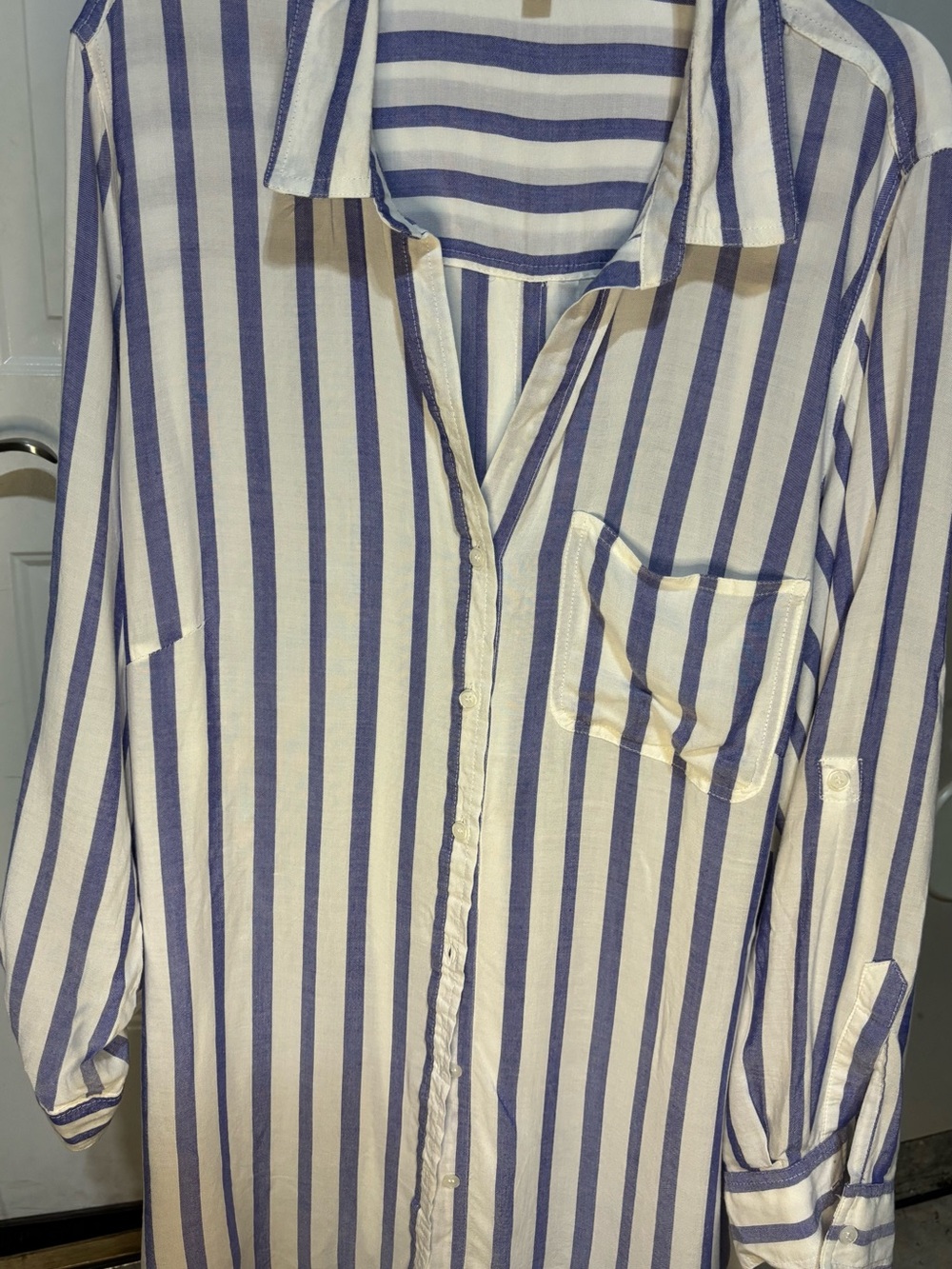 Velvet Heart 3X Purple White Stripe Button Down Tunic Blouse